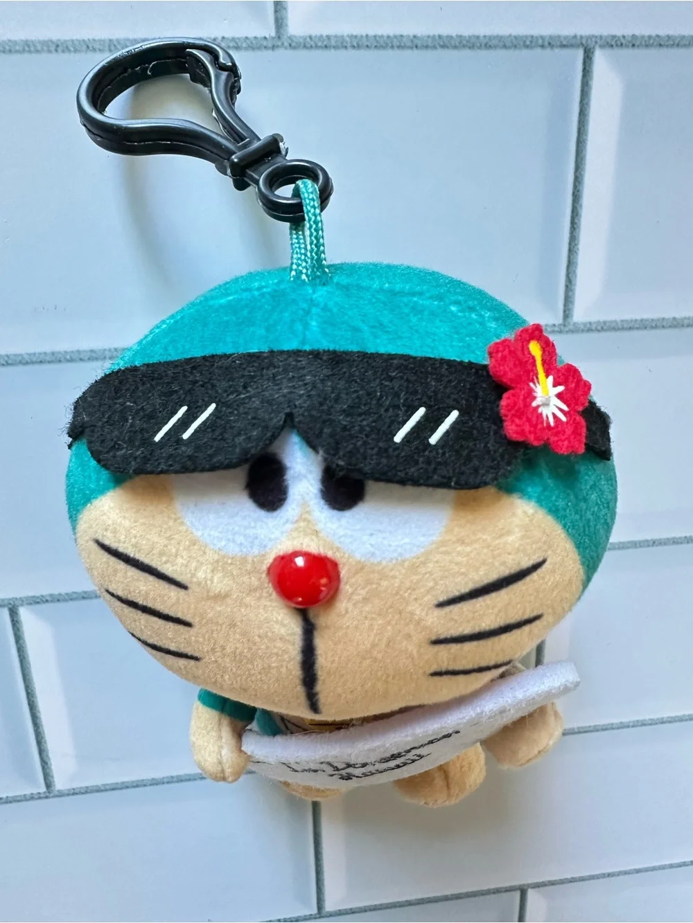 Hawaii I’m Doraemon Teal Plush Toy - Surfboard Collectible Key Chain